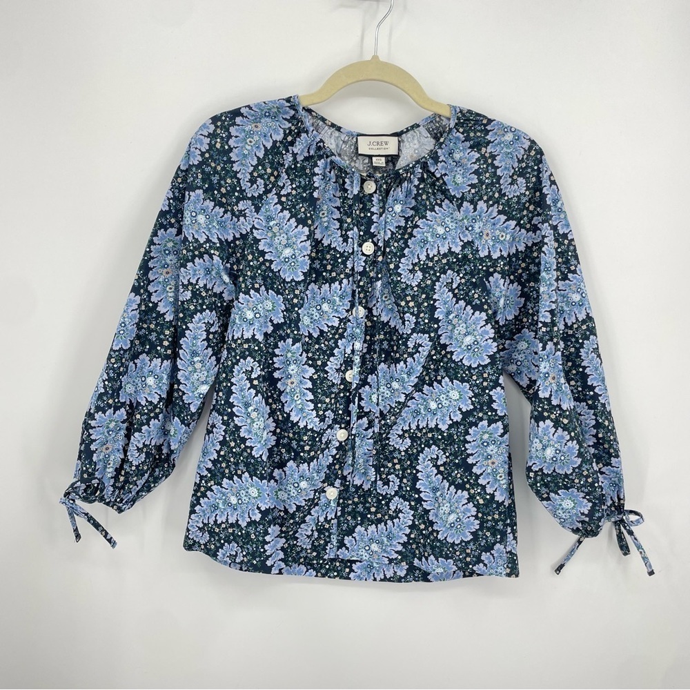 J. Crew Blue Floral Button-Down Shirt